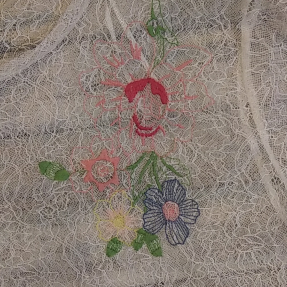 Zara White Mesh Lace Floral Embroidered Blouse - Picture 5 of 6